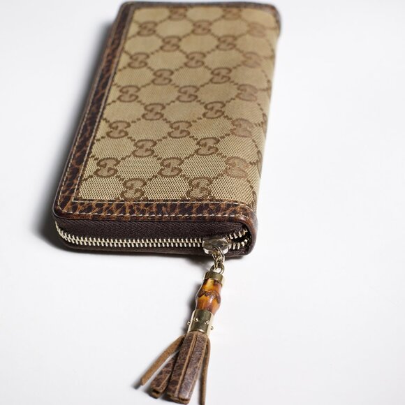 Gucci Bamboo GG Canvas Zippy Organizer Wallet Beige - Picture 7 of 10